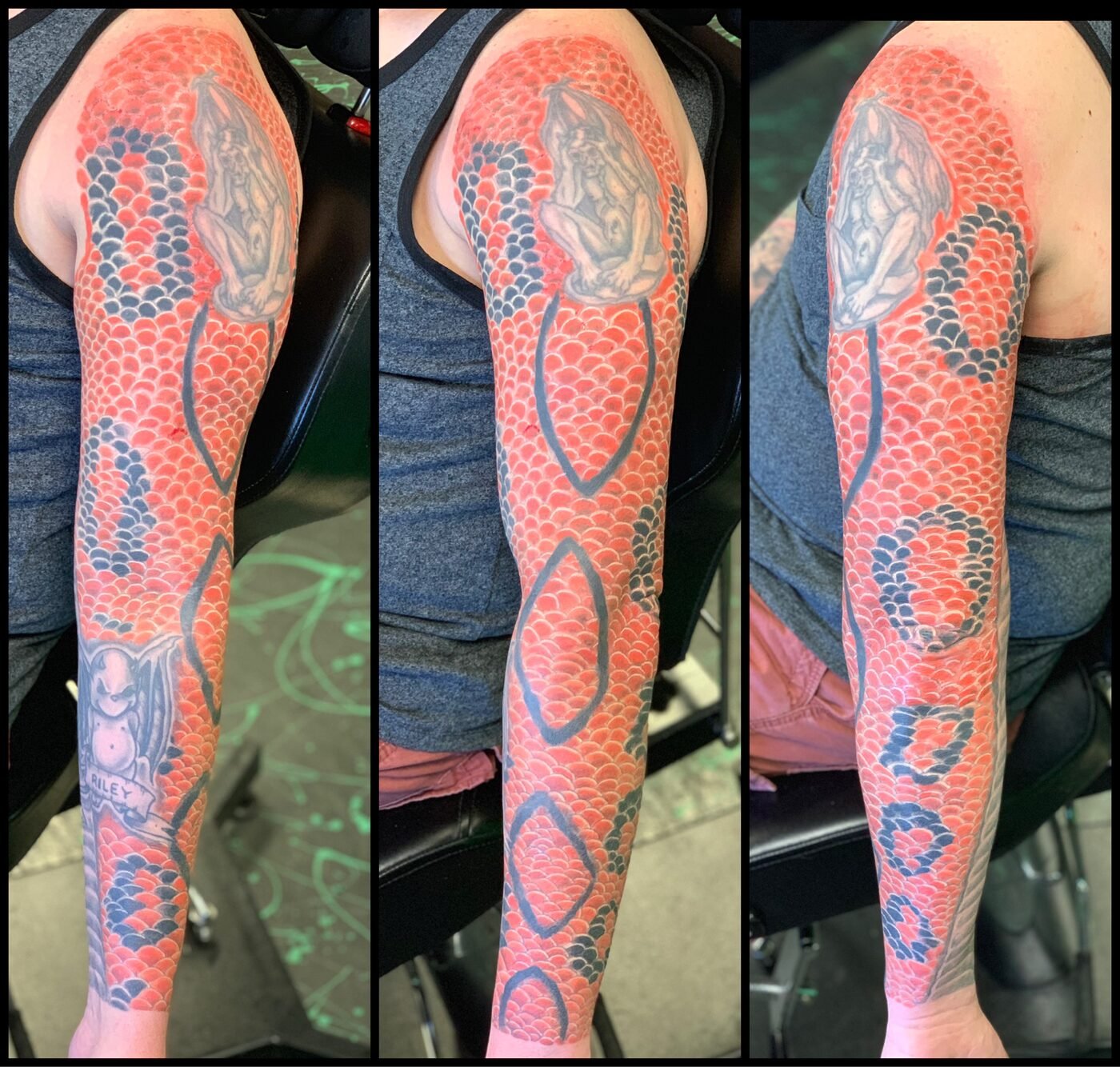 Japanese-style koi sleeve tattoo