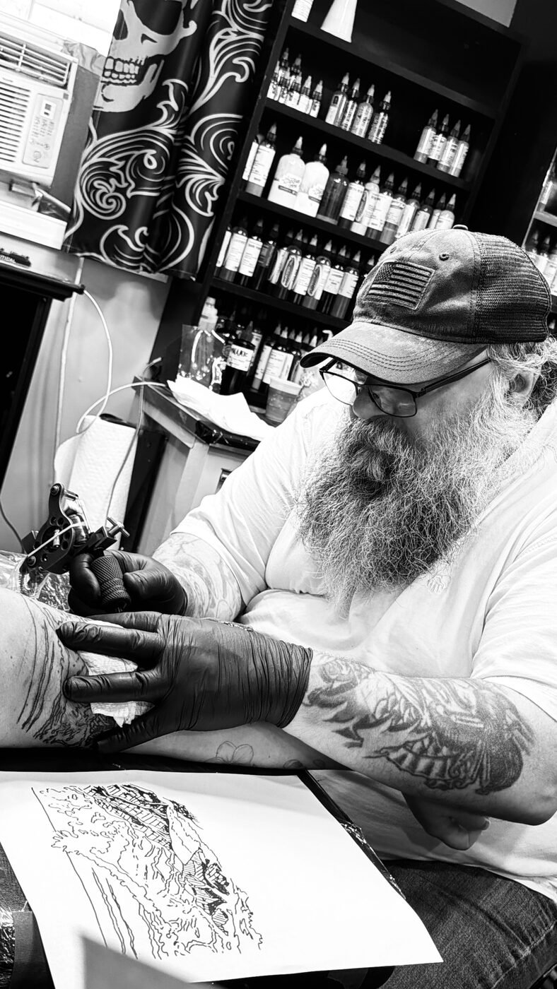 Tattoo Tony at work in the studio