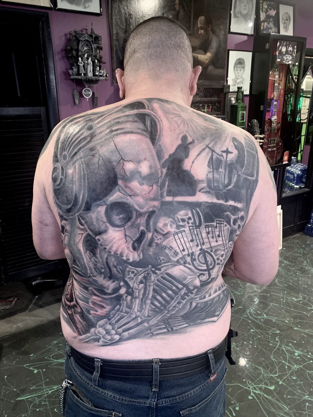 Fine line floral sleeve tattoo